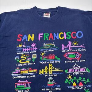 Vintage Fruit of the Loom San Francisco Navy Blue Single Stitch Crewneck T-Shirt